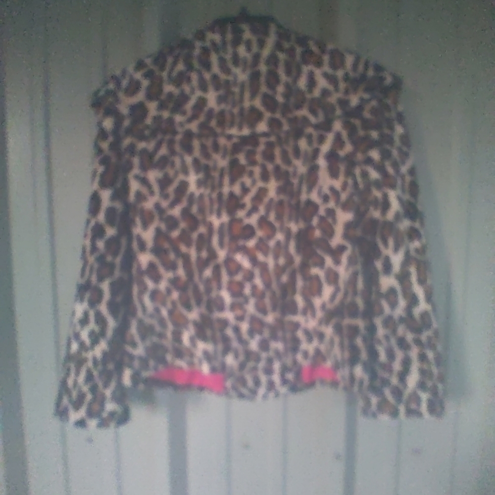 Women's Pierre Cardin Leopard Cheetah Animal Print Cropped Jacket Size 6 - Picture 6 of 6